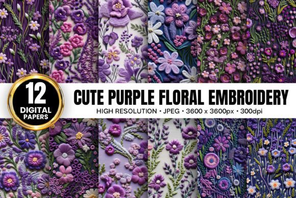 A Designer's Review: Cute Purple Flowers Embroidery Patterns