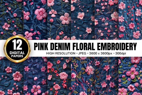 A Designer's Review of Pink Denim Flowers Embroidery Patterns