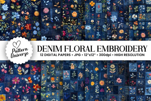 A Professional's Review of Denim Flowers Embroidery Digital Paper