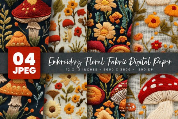 A Real Designer's Look at Embroidery Floral Fabric Digital Paper