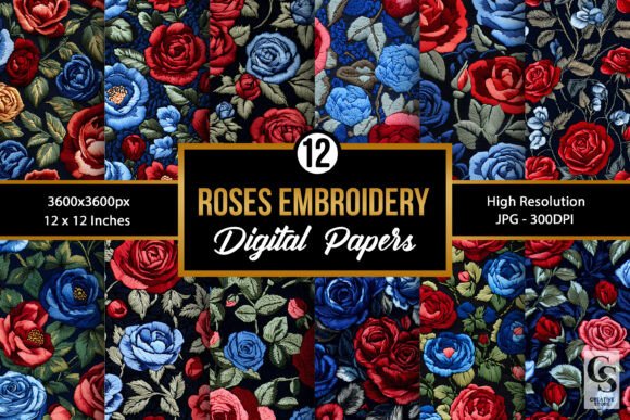 A Timeless Review of Red and Blue Rose Embroidery Patterns