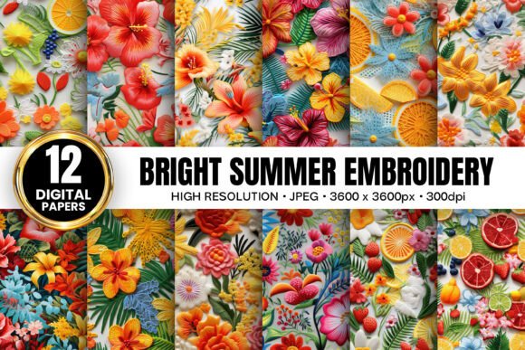 Bright Summer Floral Patterns for Handmade Embroidered Gifts