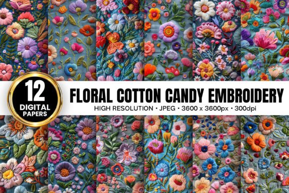 Cotton Candy Floral Patterns for Holiday Embroidery