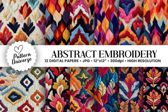 Creative Fabrica's Abstract Floral Embroidery Digital Paper