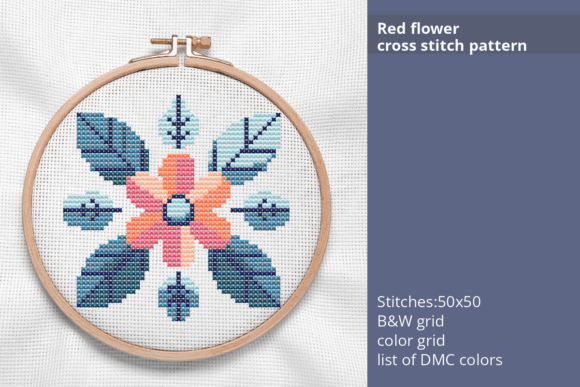 Evaluating a Red Flower Cross Stitch Pattern for Holiday Products