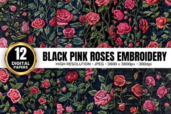 Evaluating Pink Rose Flowers for Embroidery Projects