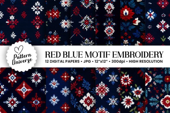 Evaluating the Red Blue Motif Embroidery Pattern for Boutique Sweatshirts
