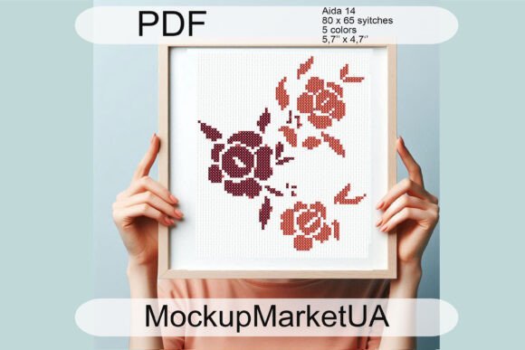Rose Cross Stitch Patterns PDF Flowers for Boutique Sweatshirts